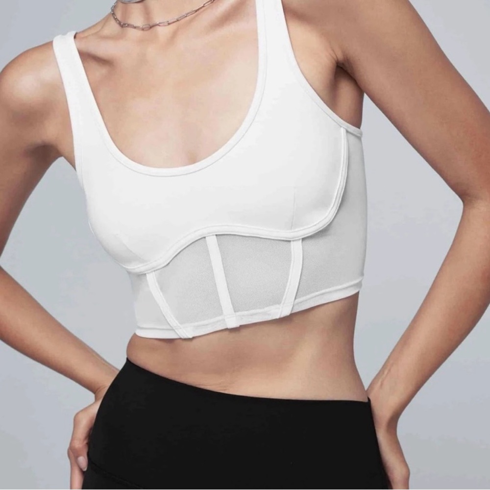 ALO Women’s White Bustier Crop Tank Top - Comfortable Support